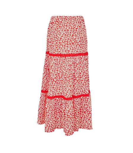 Jupe Longue Motif/style Floral Aubrie Femme Rouge Threadbare