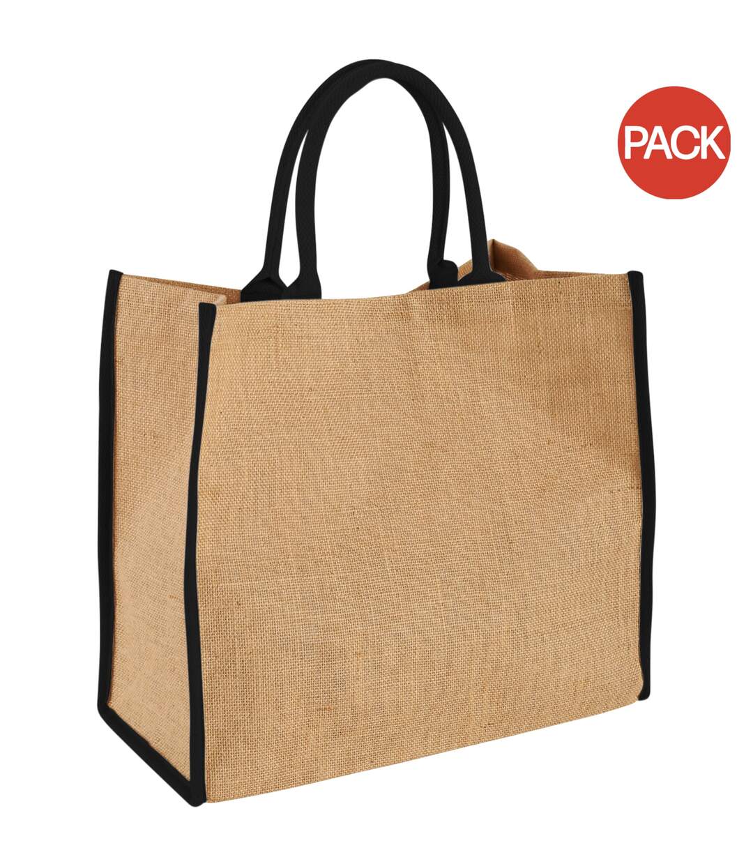 Bullet The Large Jute Tote (Pack of 2) (Natural/Solid Black) (15.7 x 7.9 x 13.8 in) - UTPF2359-1