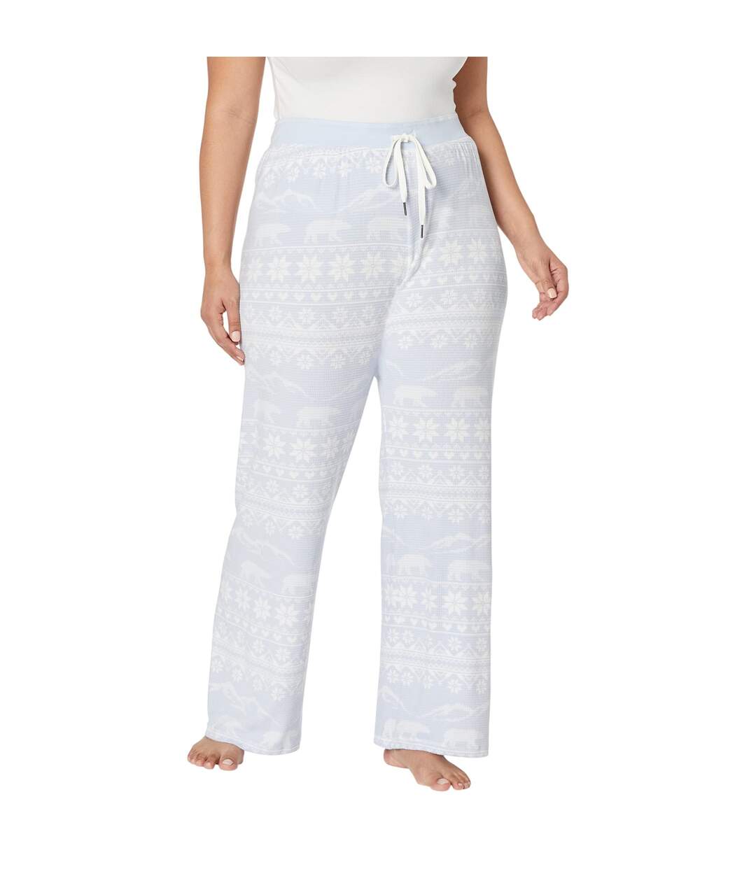 Womens/ladies Snowflake Relaxed Fit Christmas Lounge Pants Light Blue PJ Salvage-4