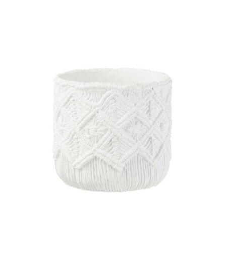 Cache-Pot Déco en Ciment Damier 20cm Blanc