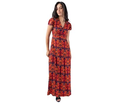 Robe longue chic et féminine MARBELLA motif ethnique baroque Coton Du Monde