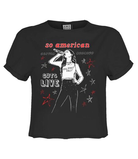 Womens/ladies So American Olivia Rodrigo Crop Top Charcoal Amplified