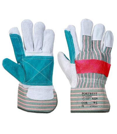 Unisex adult a229 classic double palm leather rigger gloves xl green Portwest