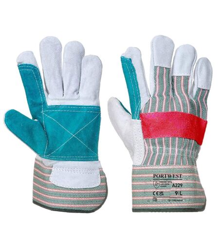 Unisex adult a229 classic double palm leather rigger gloves xl green Portwest