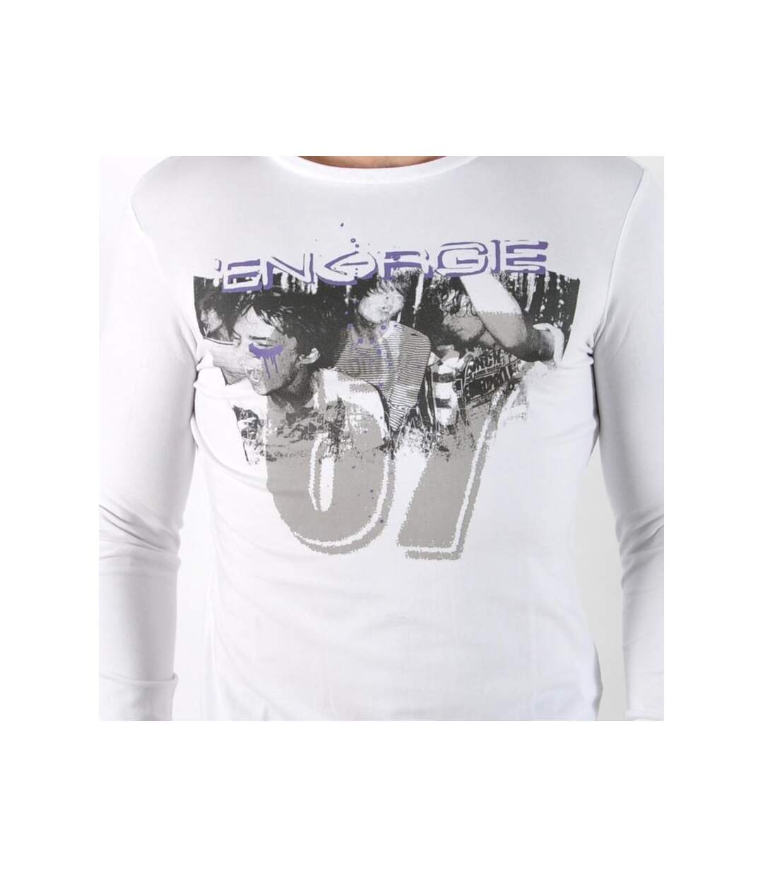 T-shirt Energie Long Dickey A00010 Blanc   Violet-5