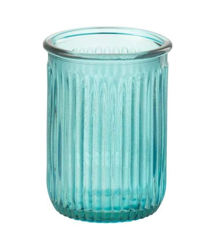 Vase Design en Verre Stripe 20cm Bleu Aqua
