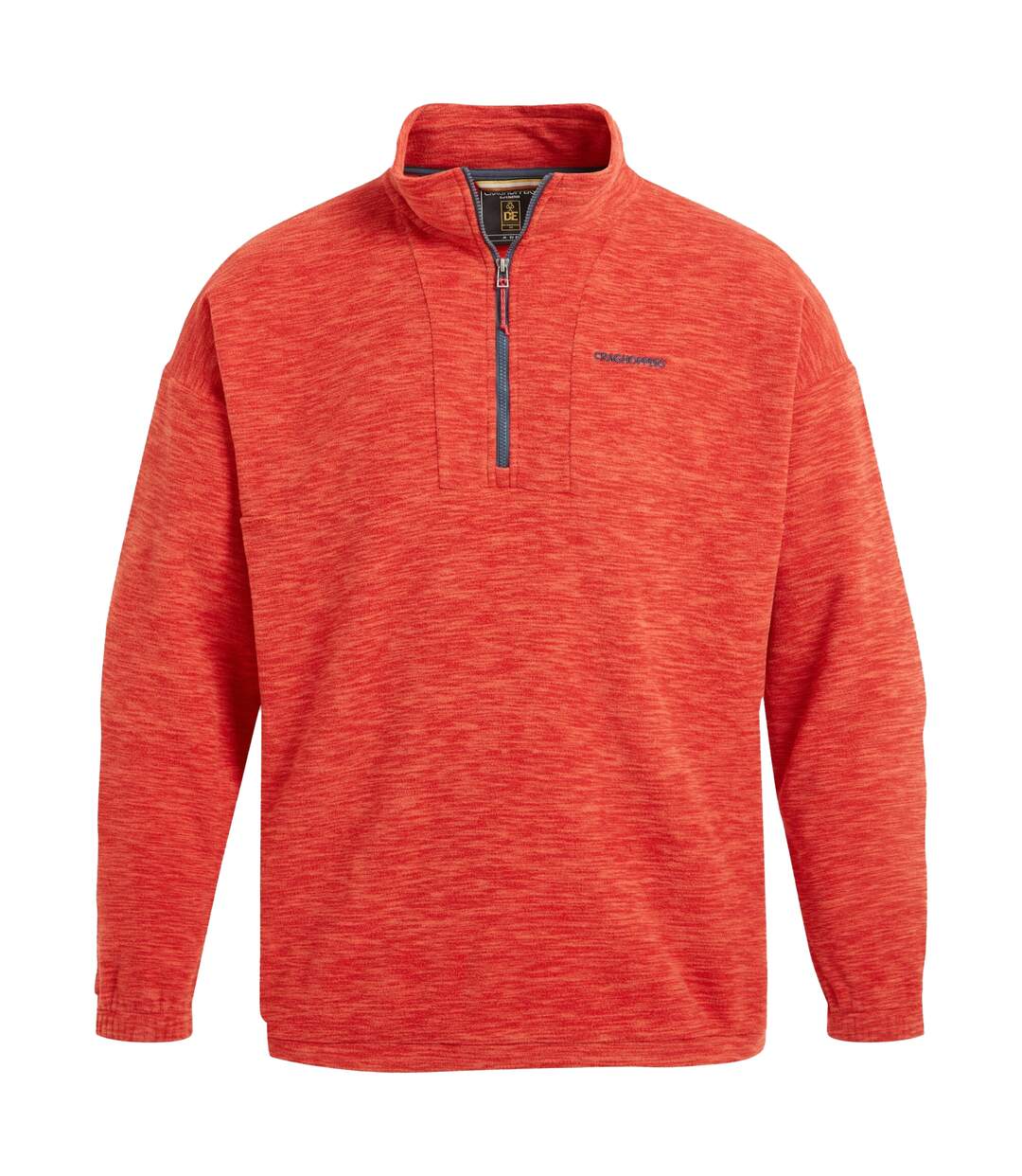 Mens Esk Colour Block Melange Half Zip Fleece Top Pimento Red Craghoppers-2