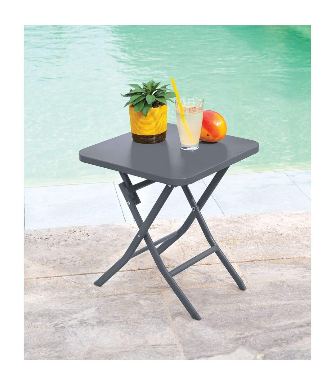 Table d'appoint de jardin carrée Greensboro - Gris Graphite-2