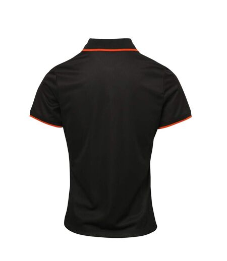 Premier Womens/Ladies Contrast Coolchecker Polo Shirt (Black/Orange) - UTRW5519