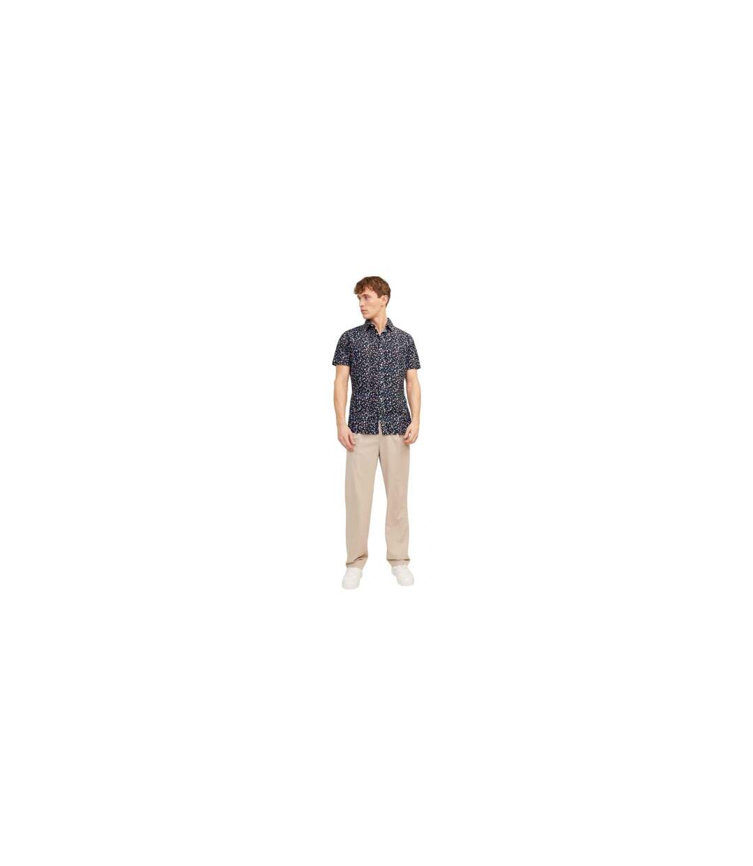 Chemise Manches Courtes Motif/style Imprimé Petites Fleurs Homme Bleu Nuit Jack And Jones-1