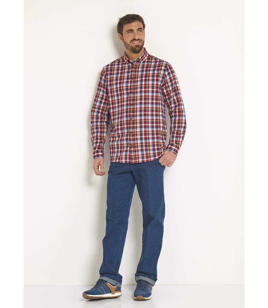 Chemise flanelle détails velours, chic-3
