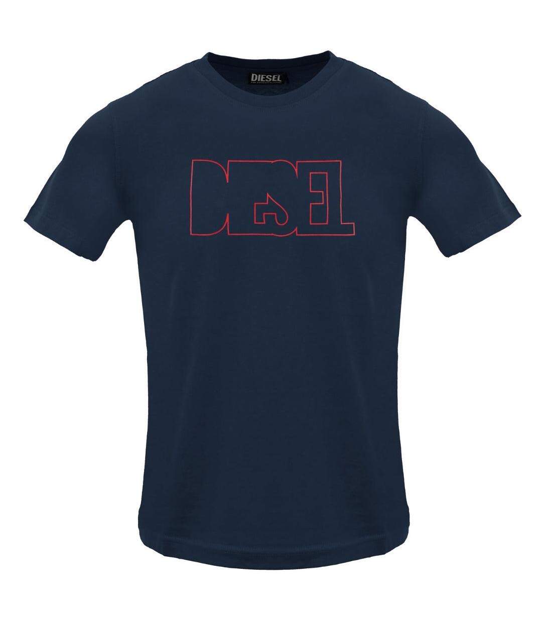 T-shirt Motif/style Contour Du Logo Homme Bleu Sombre Diesel-1