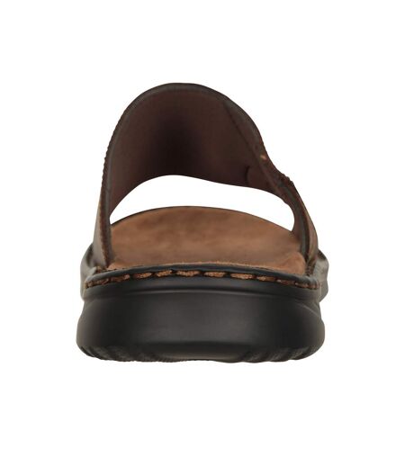 Mens comfort leather slip-on sandals brown Mountain Warehouse