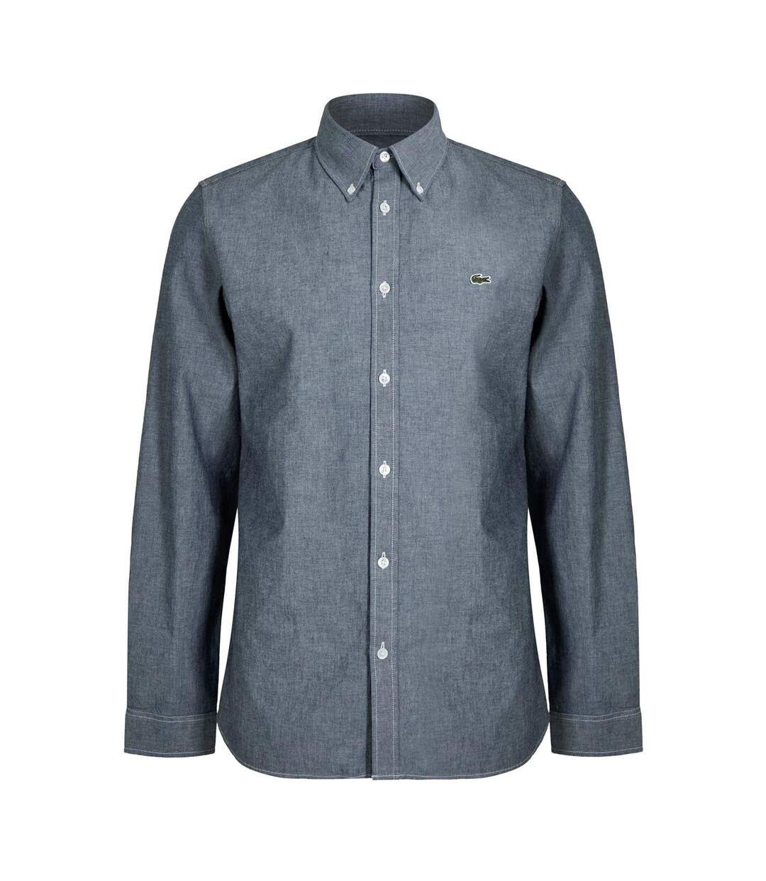 Mens Denim Long-sleeved Shirt Dark Grey Lacoste-2