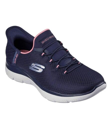 Mens Summits Diamond Dream Slip-in Casual Shoes Navy Pink Skechers