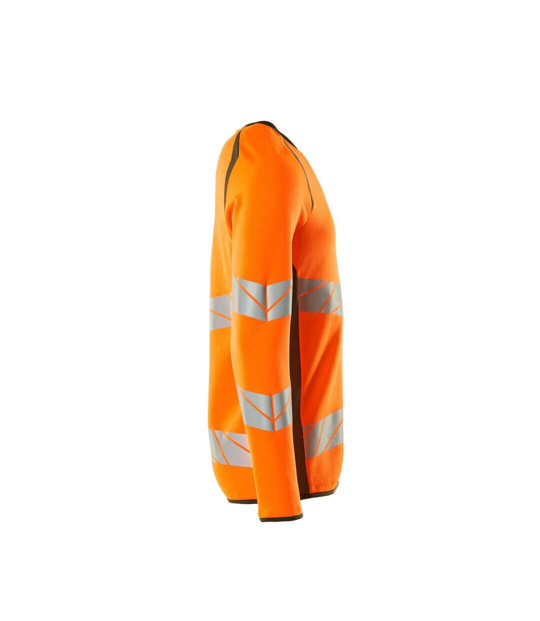 Sweat Motif/style Deux Tons Accelerate Safe Premium Homme Orange Fluo Vert Kaki Foncé Mascot-4