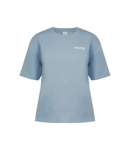 Womens/ladies Back Print Oversized T-shirt Brunnera Blue USA Pro
