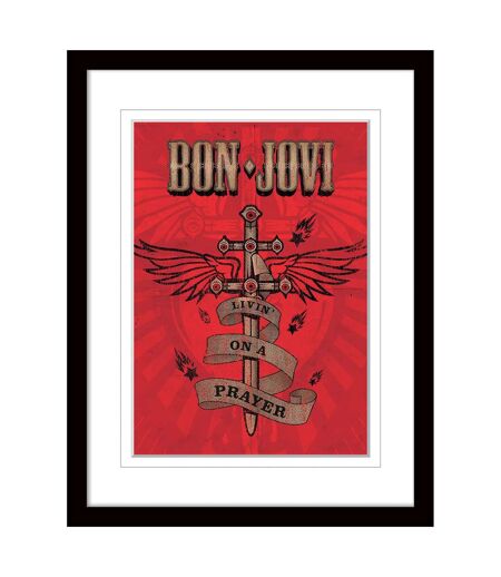 Bon Jovi - Impression encadrée LIVIN' ON A PRAYER (Rouge) (40 cm x 30 cm) - UTPM6965