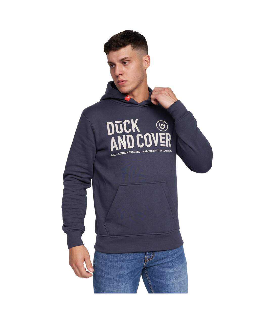 Mens hillman hoodie navy Duck and Cover-1