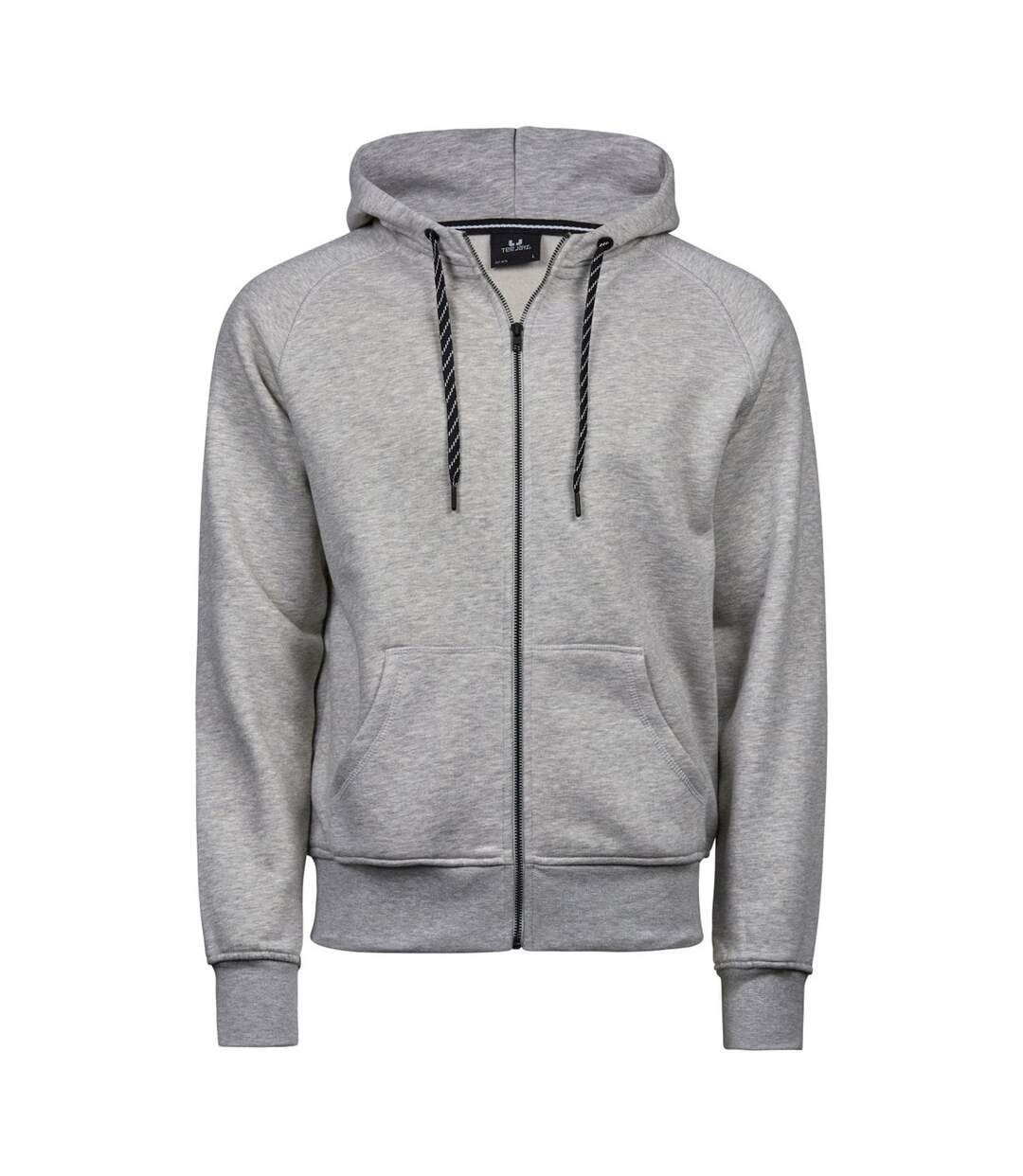 Mens Fashion Zip Hooded Sweatshirt Heather Grey Tee Jays-2