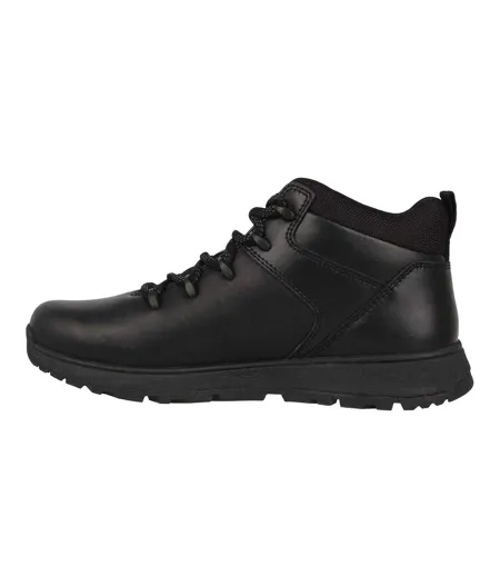Mens Rhino Logo Leather Boots Black Firetrap