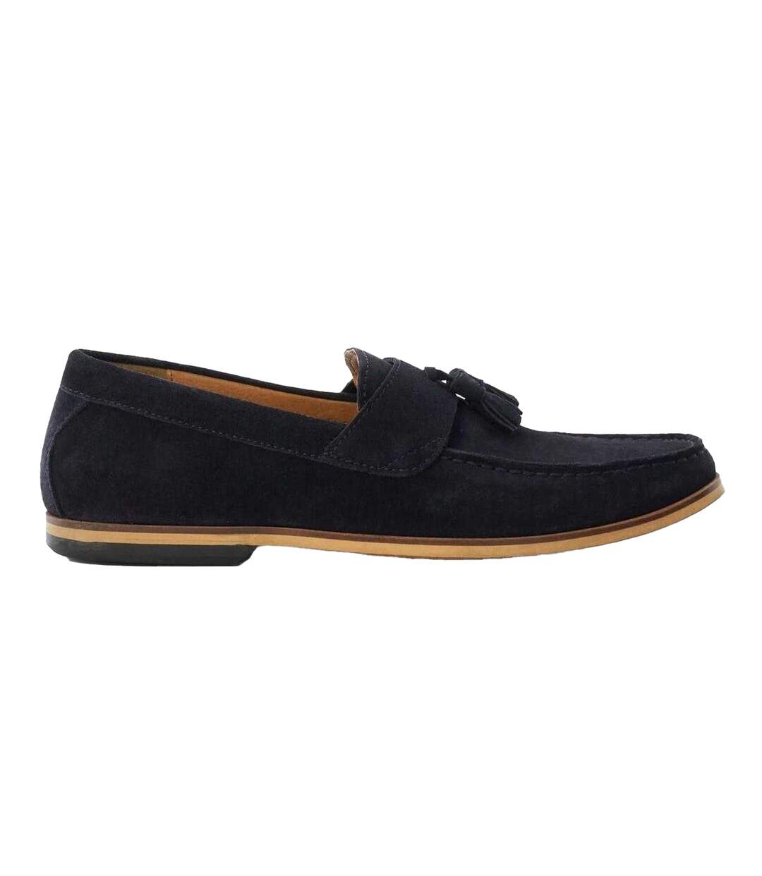 Mens Bertie Suede Stack Heel Loafers Navy Suede Dune London-1