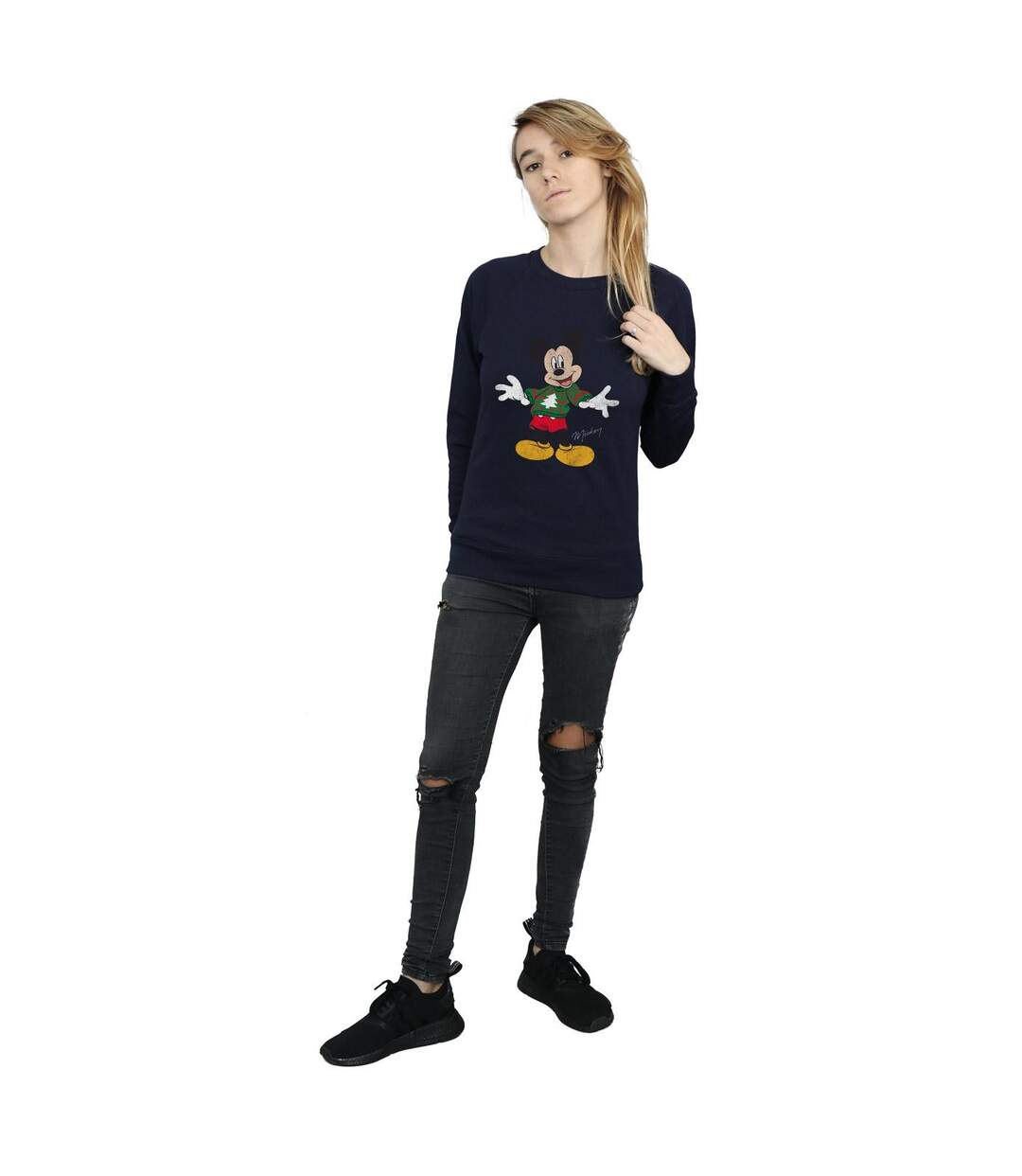 Disney - Sweat MICKEY MOUSE CHRISTMAS JUMPER - Femme (Bleu marine) - UTBI9100-4