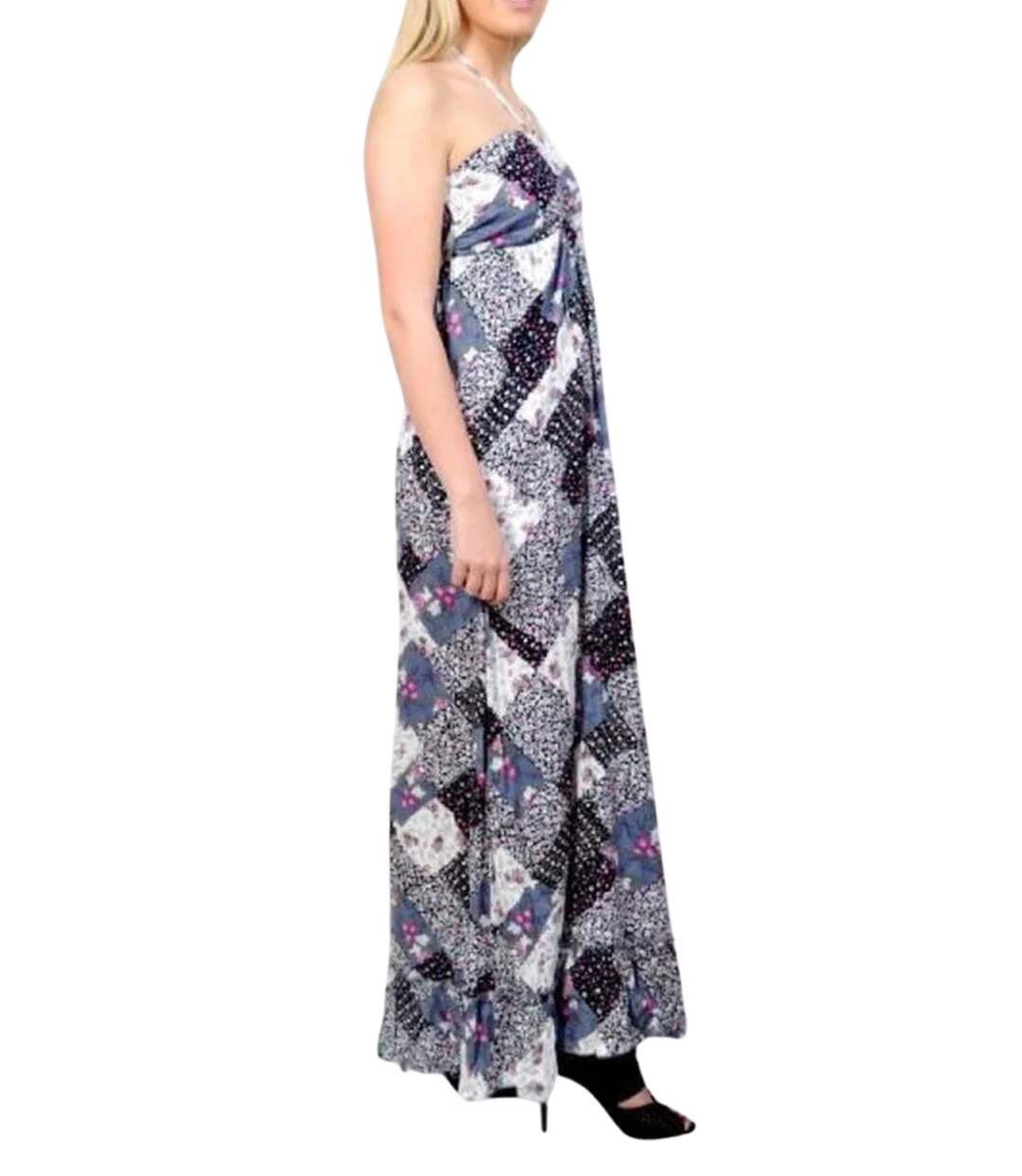 Robe longue bustier fleurie bleue - Chic et élégante pour vos sorties d'été-3