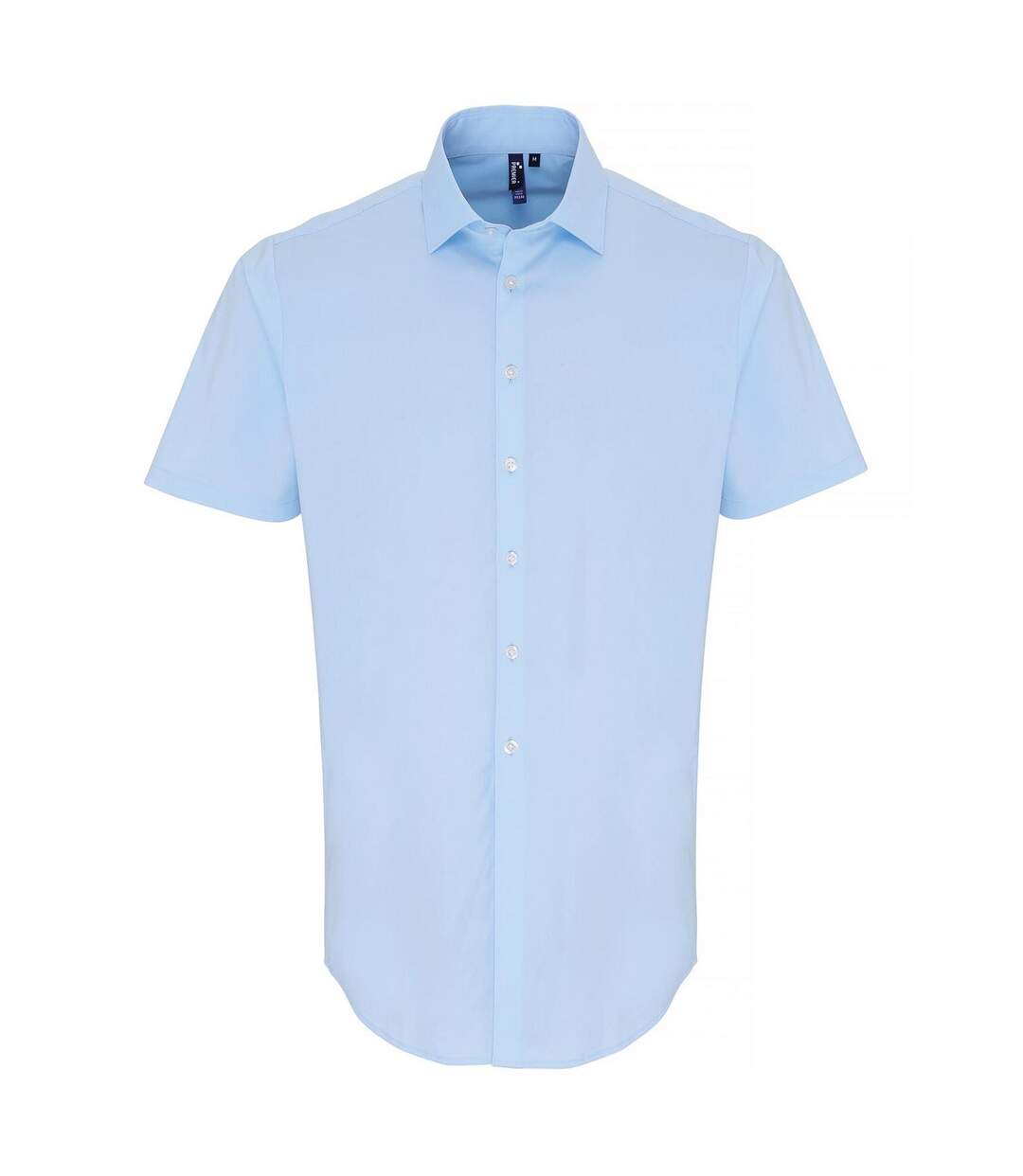 Mens poplin stretch short-sleeved shirt pale blue Premier