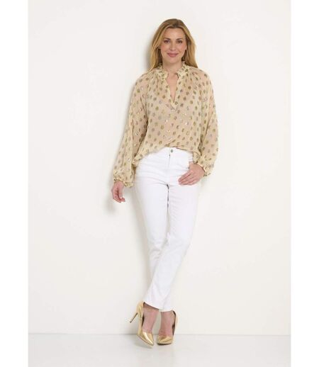 Blouse voile motifs métallisés encolure V