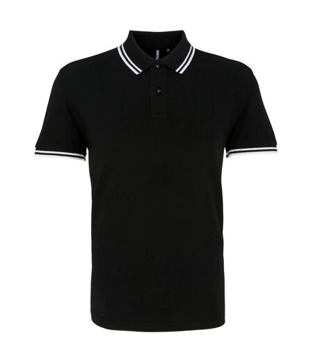 Asquith & Fox Mens Classic Fit Tipped Polo Shirt (Black/ White)