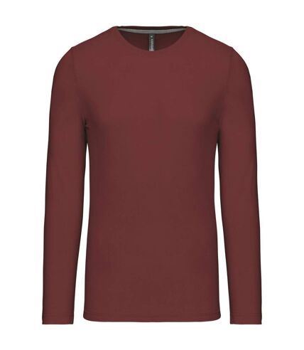 T-shirt manches longues col rond - K359 - rouge vin - homme