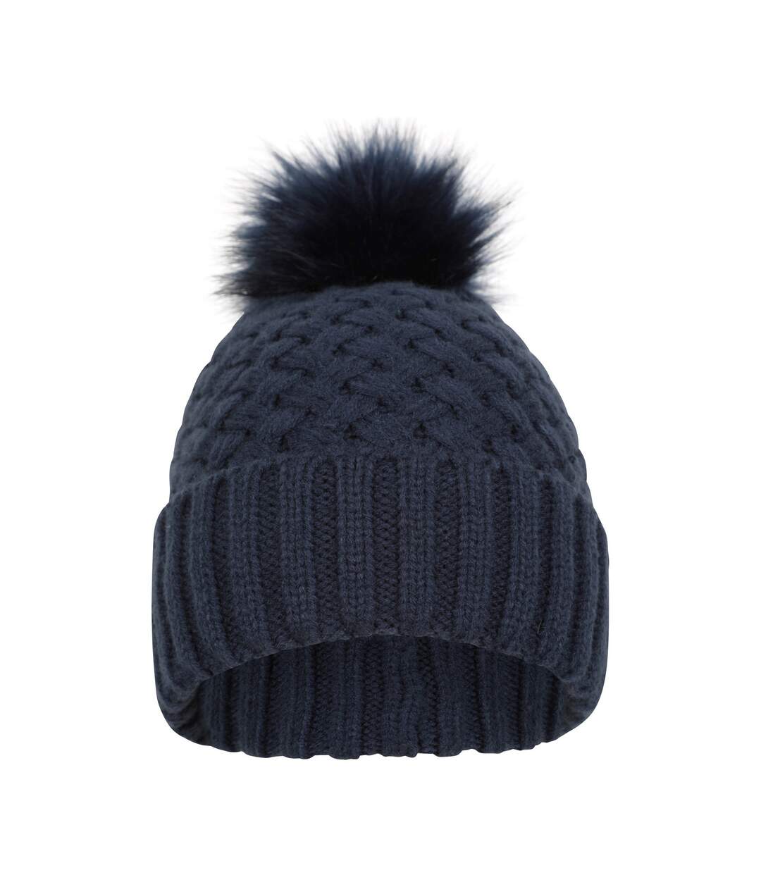 Womens/ladies Lisbon Pom Pom Borg Lined Beanie Navy Mountain Warehouse-1