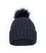 Womens/ladies Lisbon Pom Pom Borg Lined Beanie Navy Mountain Warehouse-1