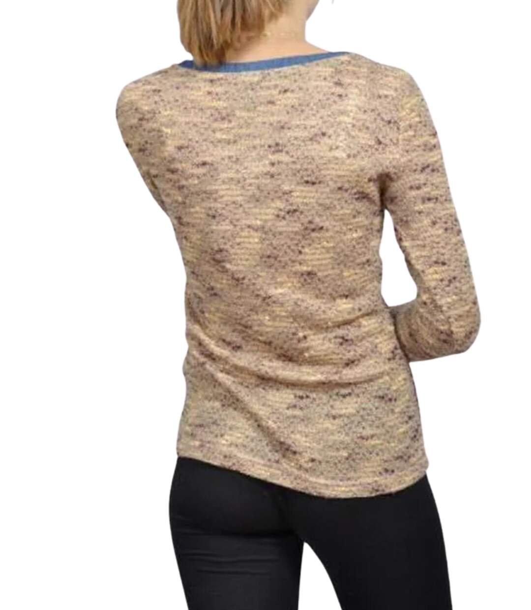 Tee-Shirt Chic pour Femme à  Manches Longues - Col V et Motifs Abstraits - Style Unique-2