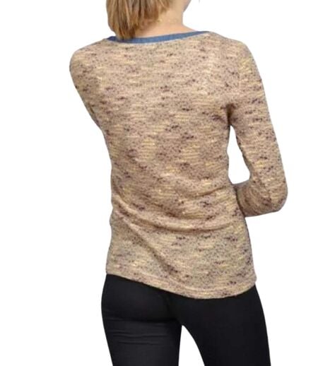 Tee-Shirt Chic pour Femme à  Manches Longues - Col V et Motifs Abstraits - Style Unique