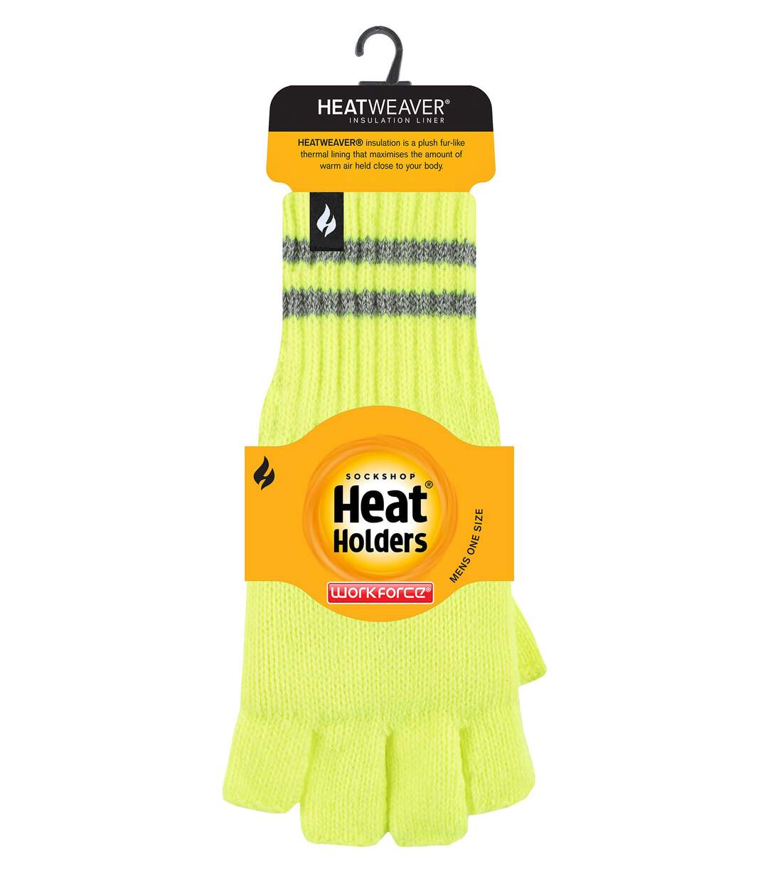 Heat Holders - 1 Paire Homme Gants Demi Doigt Hiver Thermique Polaire