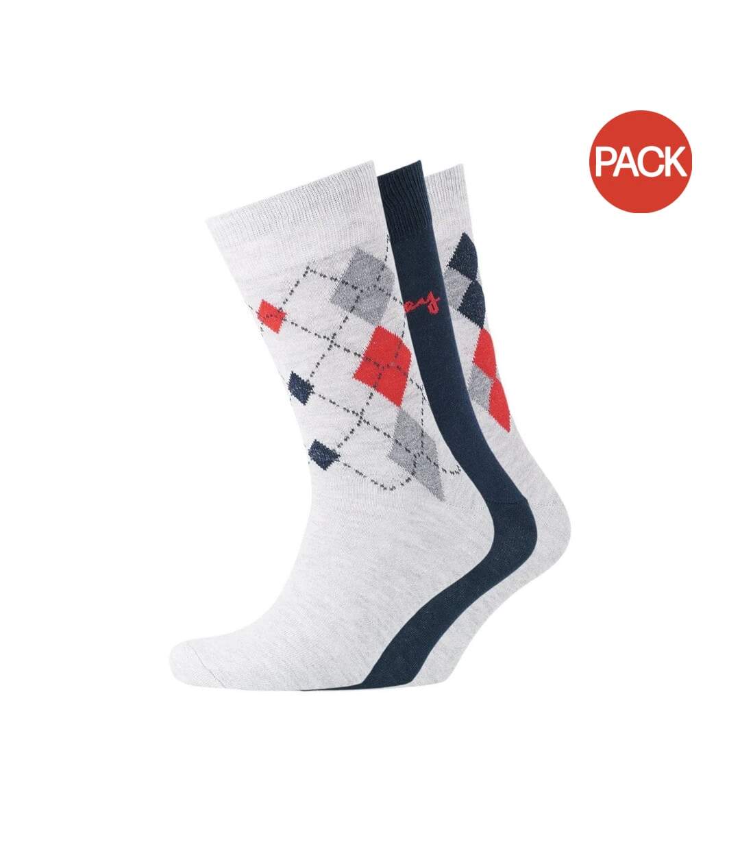 Pack of 3  Mens diamond socks  light grey/night sky Money-1