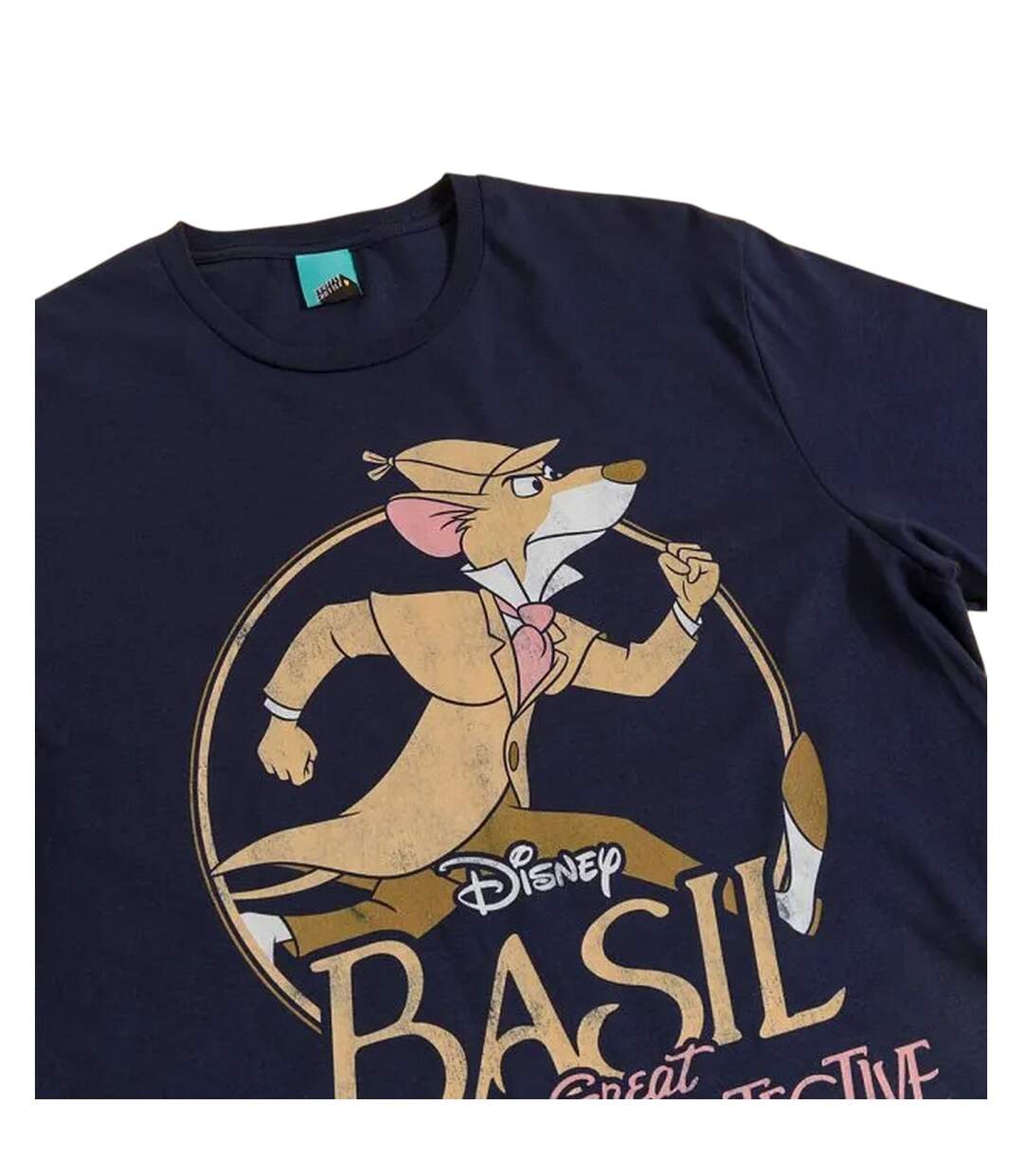 T-shirt Motif Basilic Adulte Bleu Marine The Great Mouse Detective-3