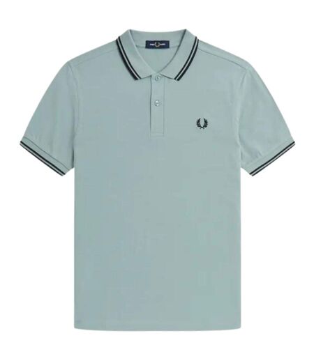 Polo Motif/style Col À Double Rayure Homme Bleu Clair Bleu Clair Fred Perry