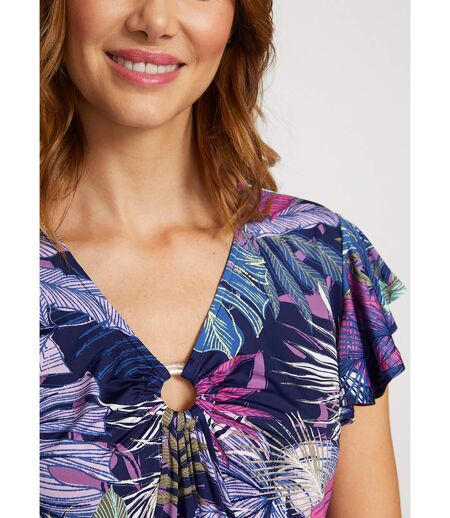 T-shirt long col V effet drapé