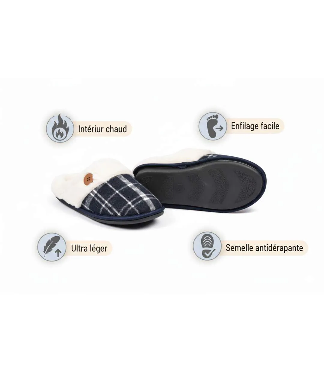 Mules homme Jacquard écossais MU9732-4