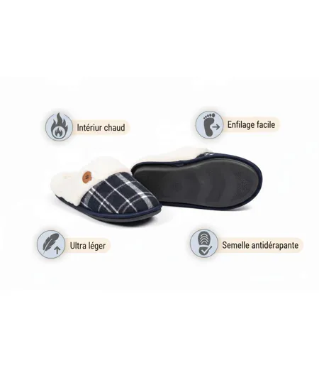 Mules homme Jacquard écossais MU9732