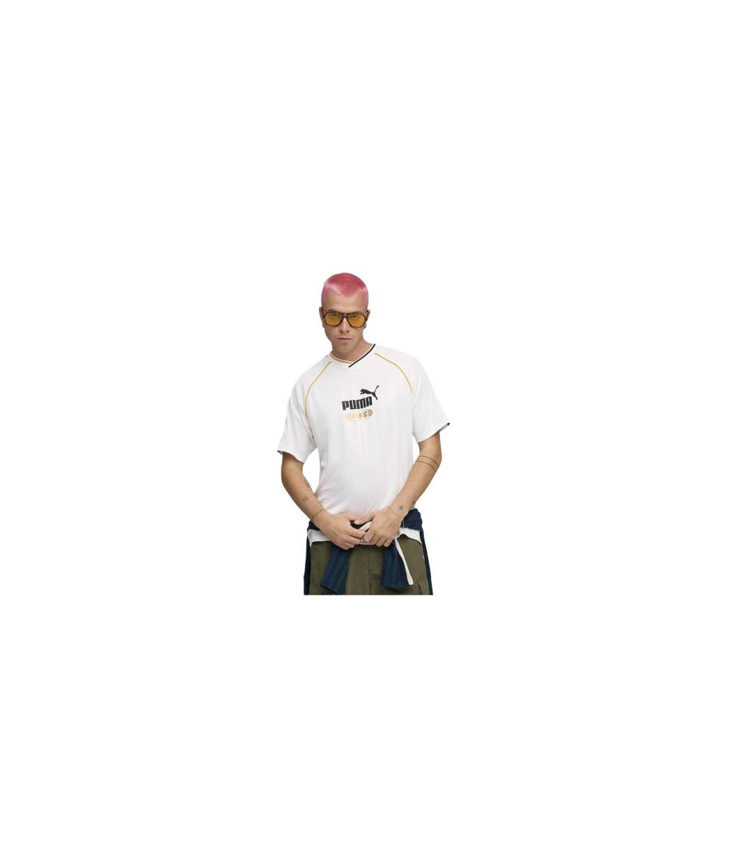 Mens King V Neck T-shirt  White Puma-1