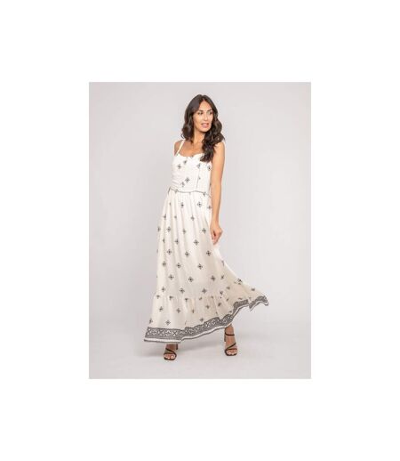 Robe longue bretelles avec motif ILKANIE - Dona X Lisa