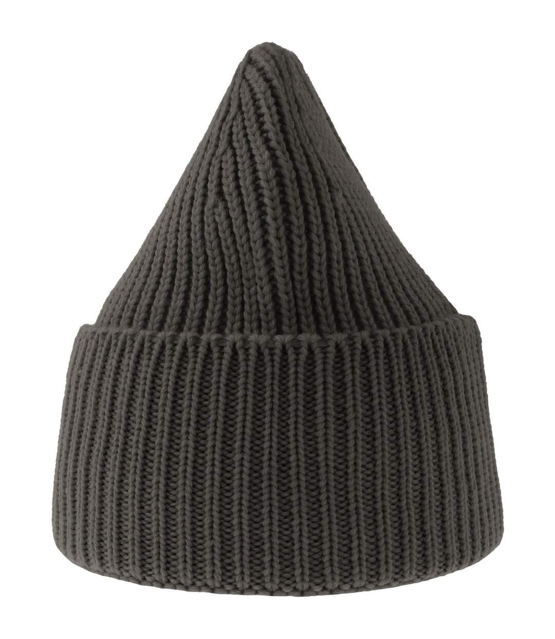 Unisex adult oak chunky knit beanie dark grey melange Atlantis-3
