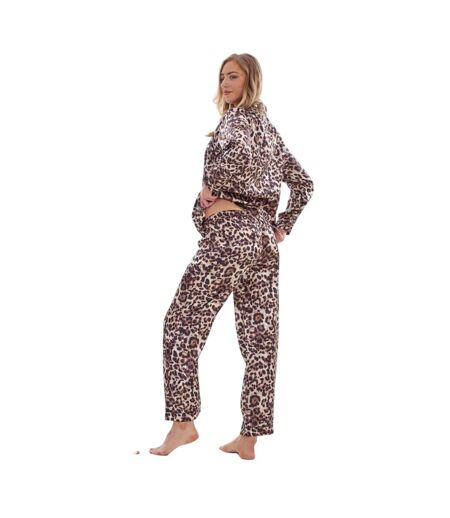 Ensemble De Pyjama Long Motif/style Imprimé Léopard Femme Marron Noir Keanu