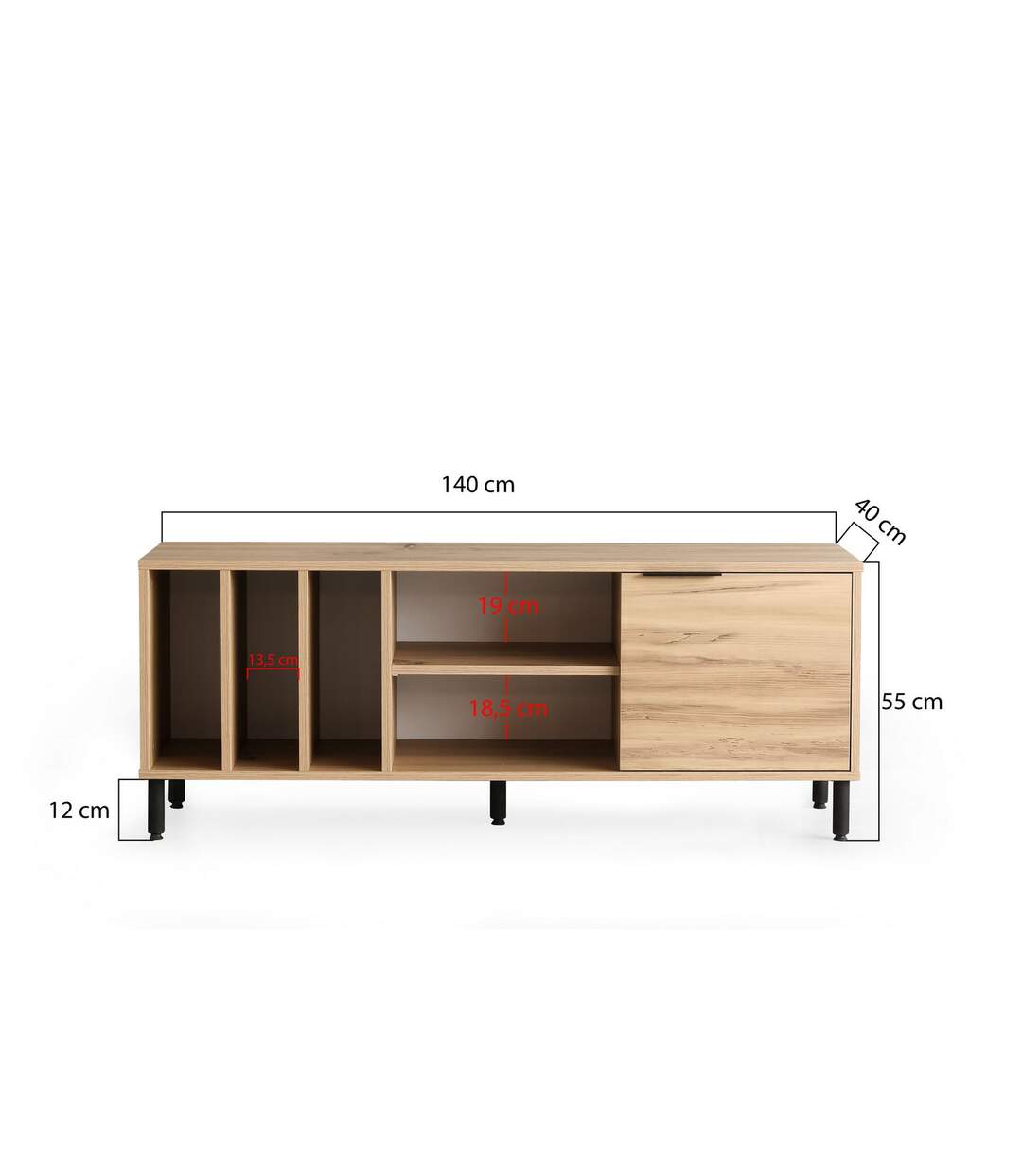 Meuble TV avec multi-rangements en panneaux de particules - Beige-4