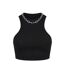 Womens/ladies Racer Crop Top Black Missy Empire-2