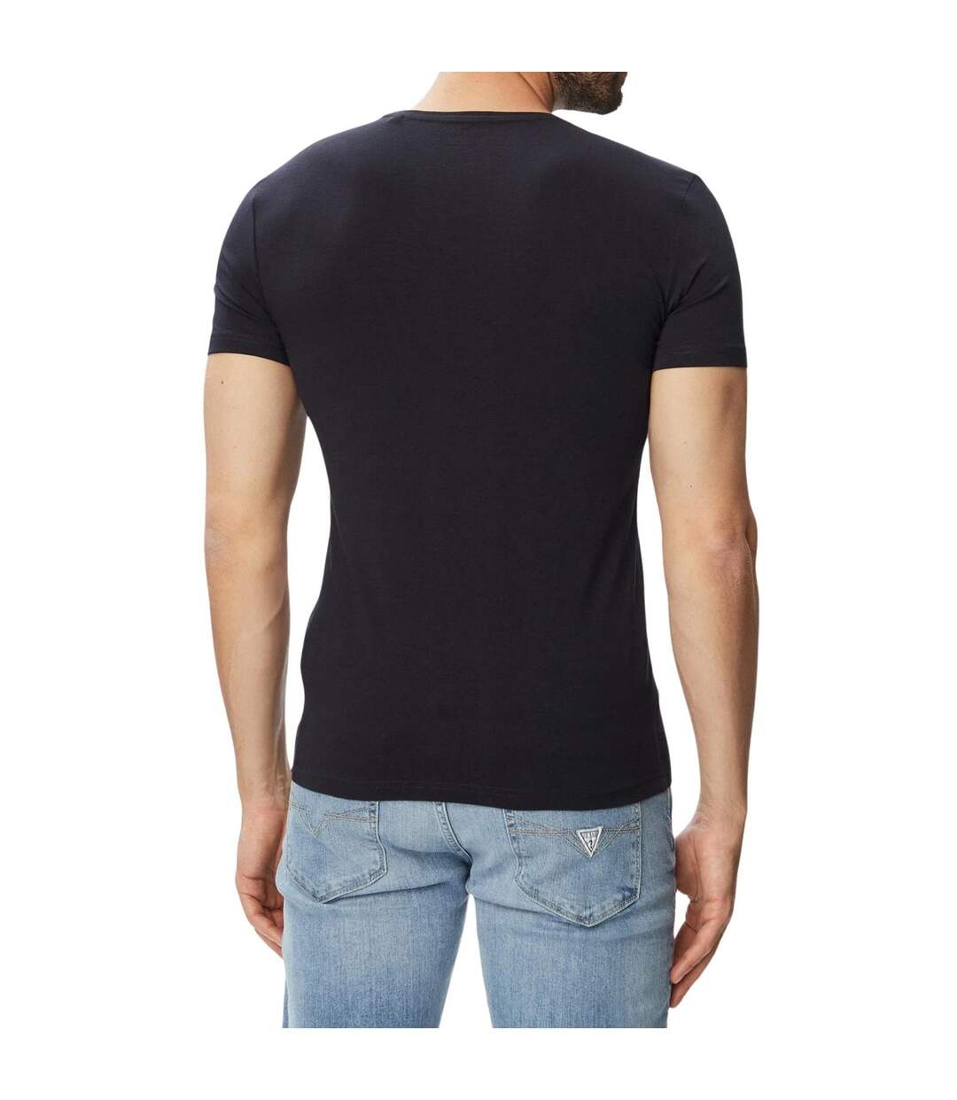 Mens Cotton Extra-slim T-shirt Navy Blue Guess-2